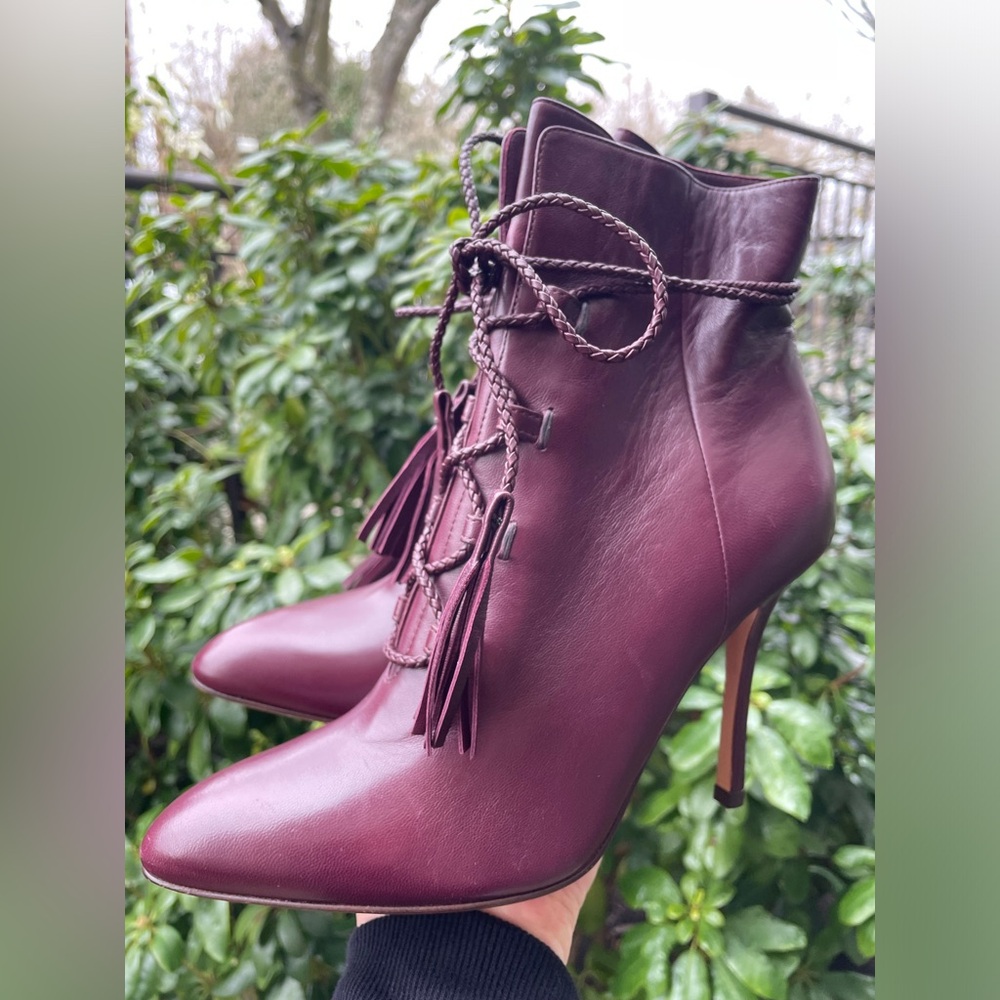 Valentino Burgundy Heeled Boots.